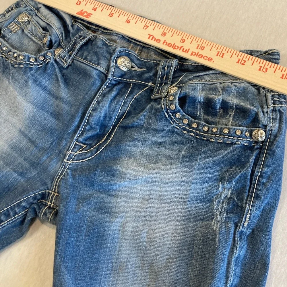 Miss Me Bootcut Jeans 29 (28x31.5) Medium Wash Embellished Distressed JW5180B12